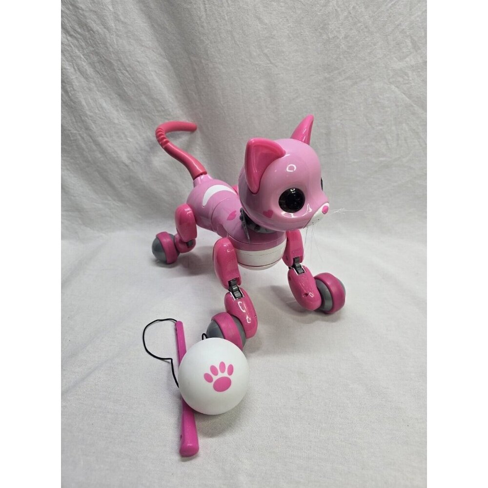 Spin Master Pink Zoomer Kitty Bella Cat Interactive Robot with Ball. Tested RARE